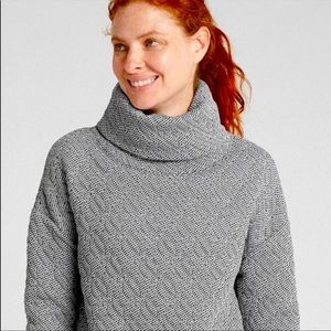 Women's Gray Fit Jacquard Knit Funnel-neck Pullover Sweatshirt